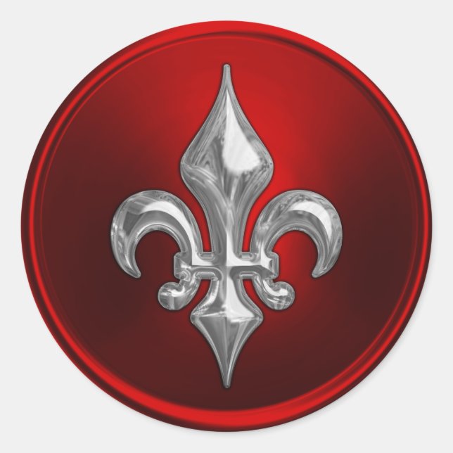 Red and Silver Fleur de Lis Envelope Seal (Front)