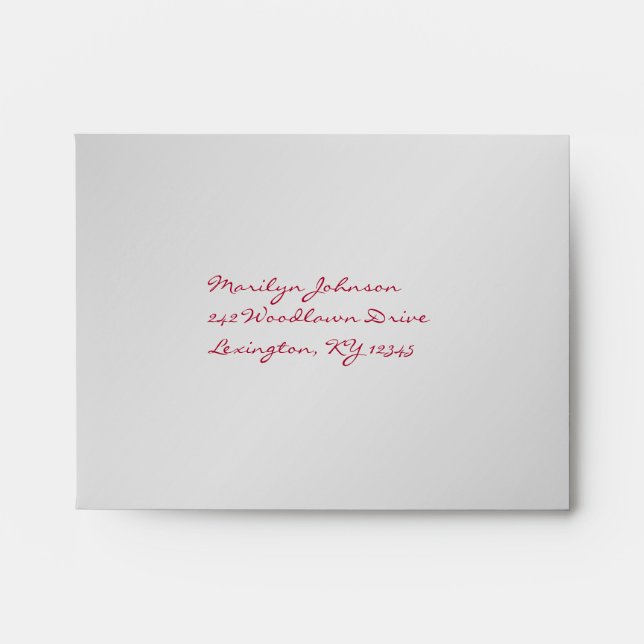 Red and Silver Floral A2 Envelope for Reply Cards (Front)