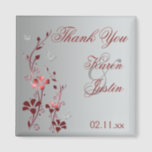 Red and Silver Floral Wedding Favour Magnet<br><div class="desc">This red and silver floral with butterflies thank you wedding favour magnet matches the invitation shown below. If there are any other matching items you require,  please email your request to niteowlstudio@gmail.com.</div>