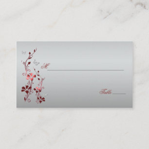Red and Silver Floral with Butterflies Placecards
