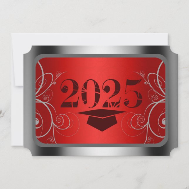 Red and Silver Frame Graduation Invitation (Front)