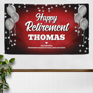Red and Silver Happy Retirement Banner