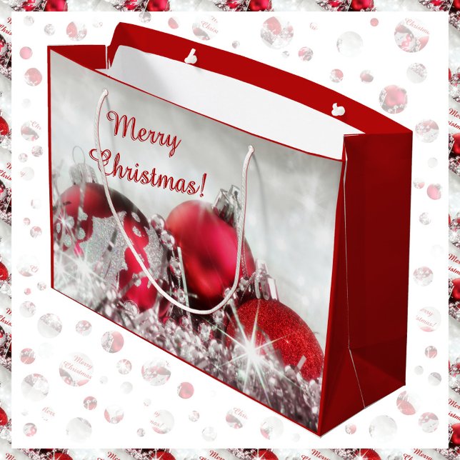 Red And Silver Merry Christmas Large Gift Bag (Creator Uploaded)