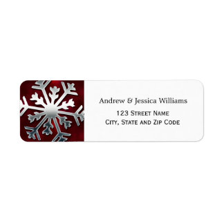 Red and Silver Snowflake Address Labels