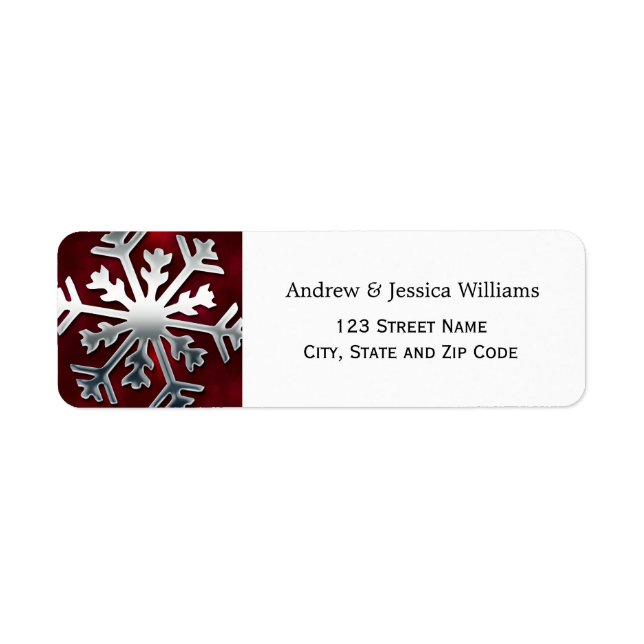 Red and Silver Snowflake Address Labels (Front)