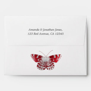 Red and Silver Vintage Butterfly Envelope