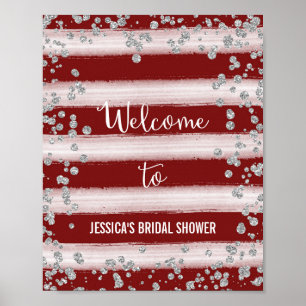 Red and Silver Welcome Poster Print