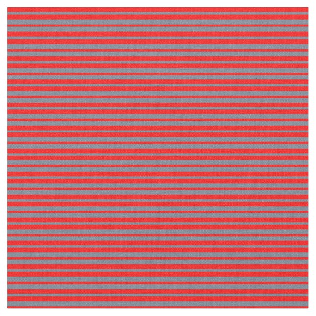 Red and Slate Grey Coloured Lines Pattern Fabric (Close Up)