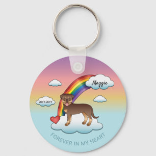 Red And Tan Rottweiler Cute Dog Rainbow Memorial Key Ring