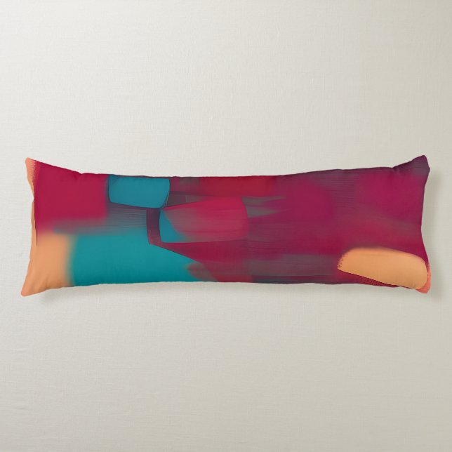 Red and teal abstract blend  body cushion (Front)