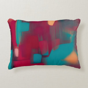 Red and teal abstract blend  decorative cushion