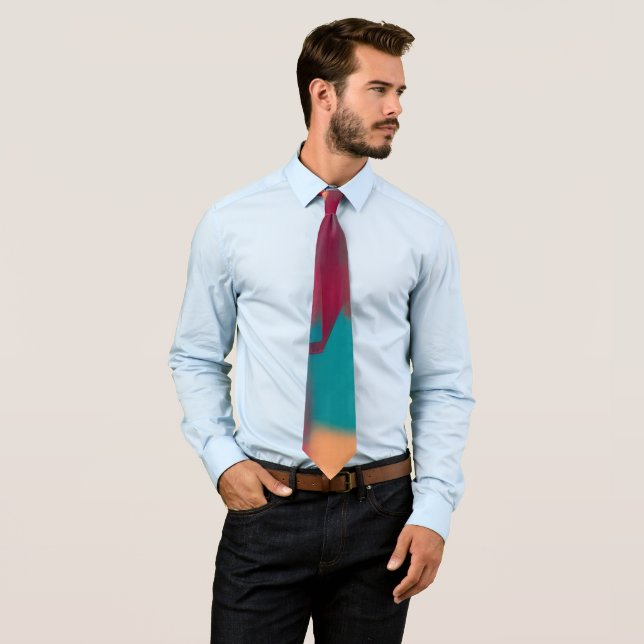 Red and teal abstract blend  tie (In Situ)