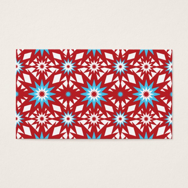 Red and Teal Blue Star Pattern Starburst Design (Front)