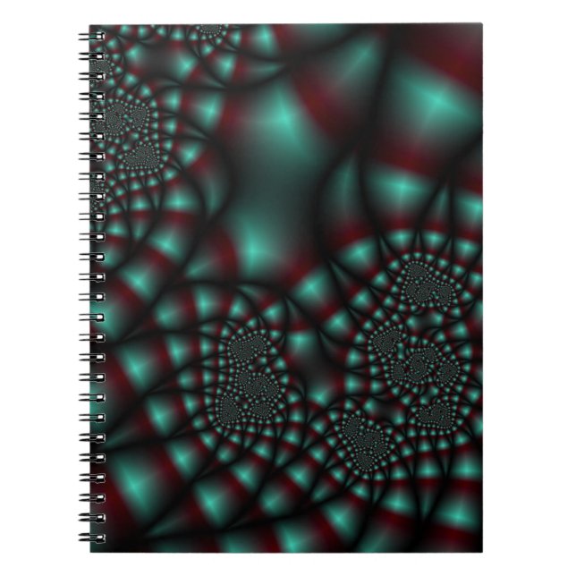 Red and Teal Fractal art Notebook (Front)