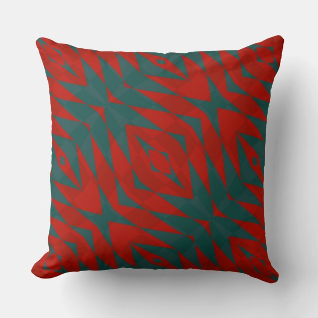 Red and Teal Geometric Cushion (Front)