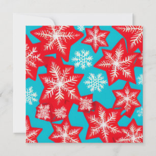 Red and Teal Snowflakes Card