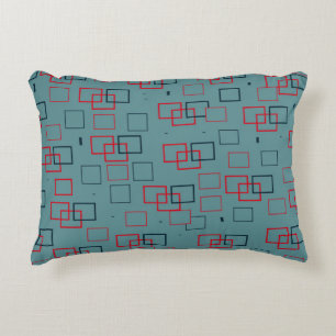 Red and Teal Squared Delight Decorative Cushion