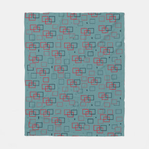 Red and Teal Squared Delight Fleece Blanket
