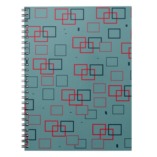 Red and Teal Squared Delight  Notebook (Front)