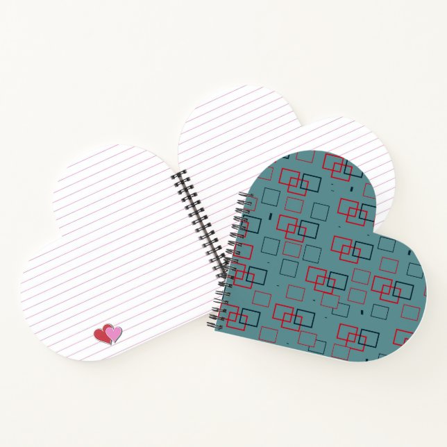 Red and Teal Squared Delight  Notebook (Inside)