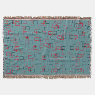 Red and Teal Squared Delight  Throw Blanket