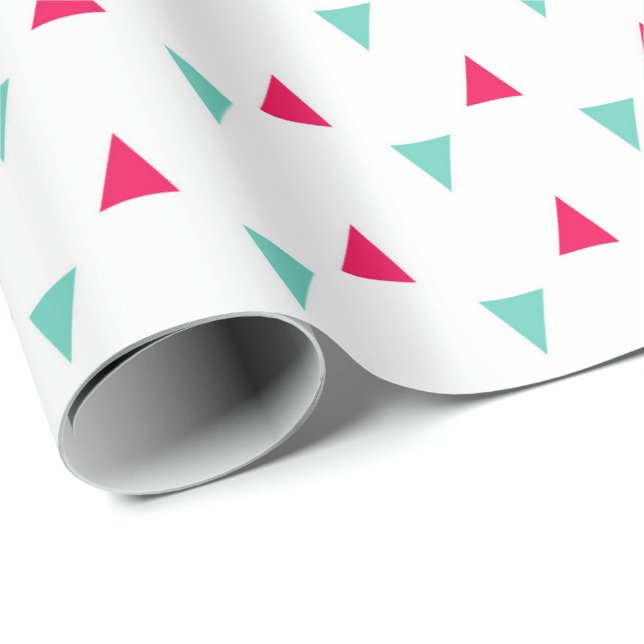 Red and Teal Triangle Wrapping Paper (Roll Corner)
