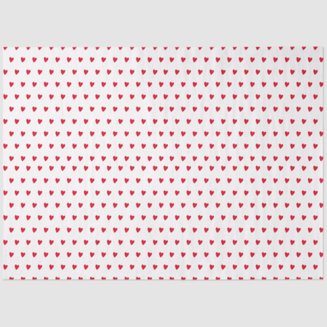 Red and Whit Hearts Valentine's Day Tissue Paper (Front)