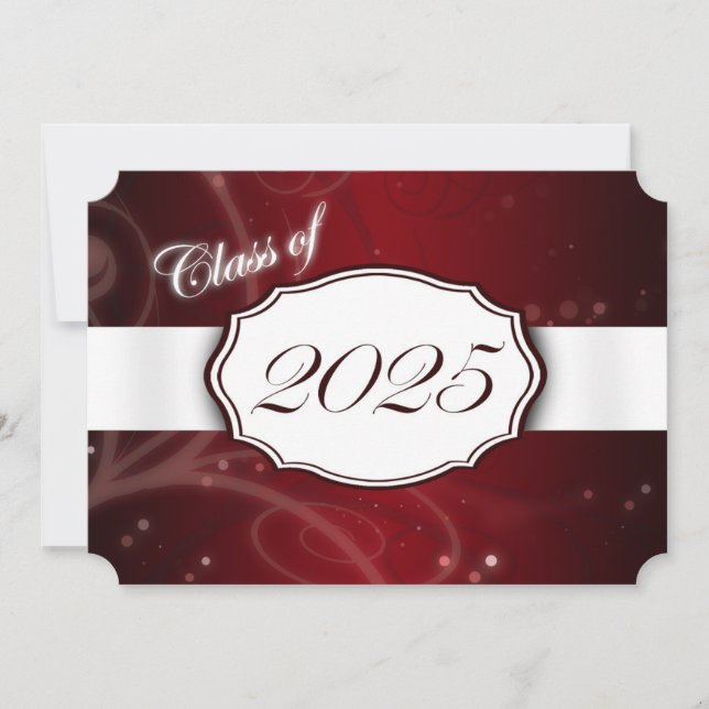 Red and White 2025 Graduation Invitations (Front)