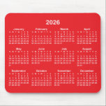 Red and White 2026 Calendar Mouse Pad<br><div class="desc">Looking for a sleek and stylish way to keep track of your days? Check out this red and white 2026 calendar mousepad! It makes a great gift for anyone who loves to stay organised. Plus, it's a great way to show off your personality and make your desk look unique by...</div>
