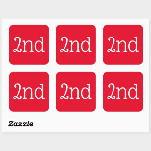  Red and White 2nd Second Place Winner Award Square Sticker