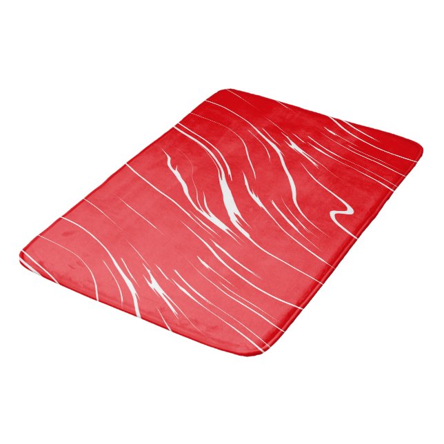 Red and White abstract Bath Mat (Angled)