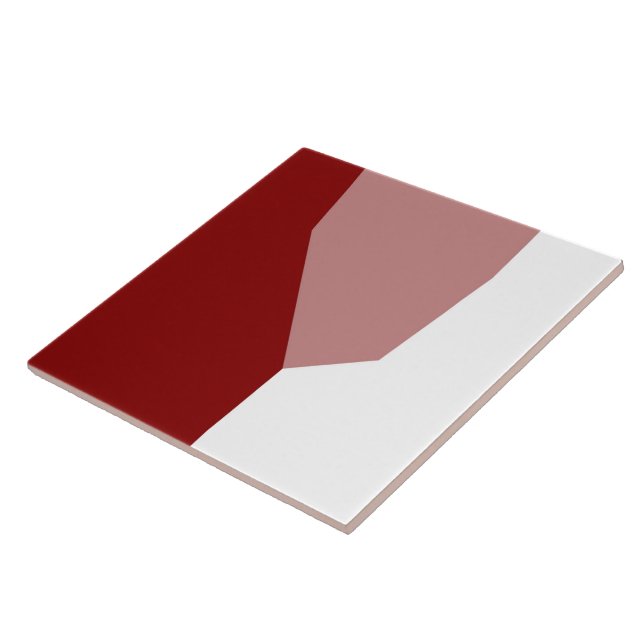 Red and White Abstract Ceramic Tile (Side)