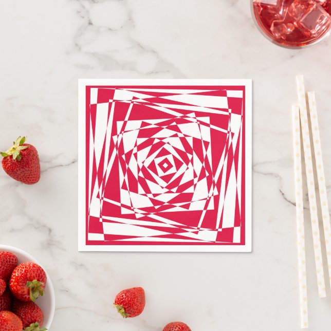 Red and White Abstract Napkins – Modern Illusion  (Insitu)