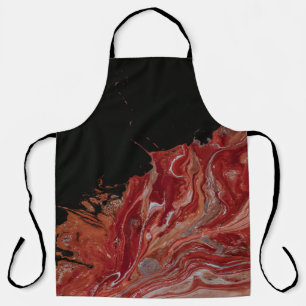 Red and white abstract painting apron