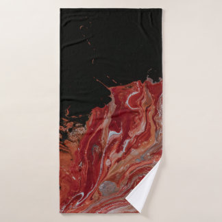 Red and white abstract painting bath towel