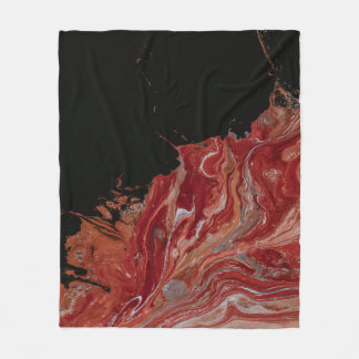 Red and white abstract painting fleece blanket