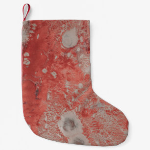 Red and white abstract painting small christmas stocking