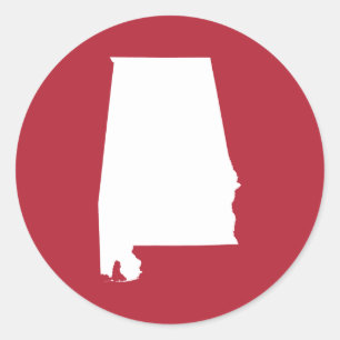 Red and White Alabama Classic Round Sticker