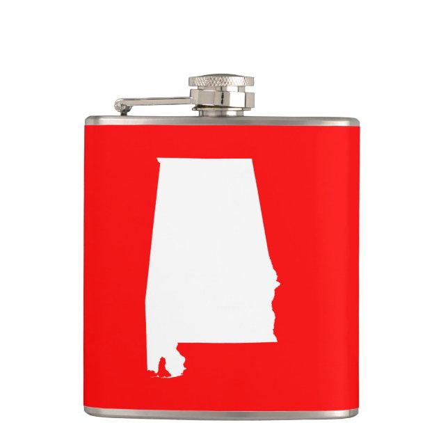 Red and White Alabama Hip Flask (Front)