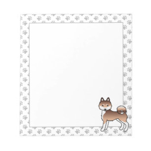 Red And White Alaskan Klee Kai Cute Cartoon Dog Notepad