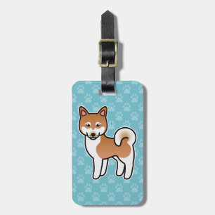 Red And White Alaskan Klee Kai Dog Illustration Luggage Tag