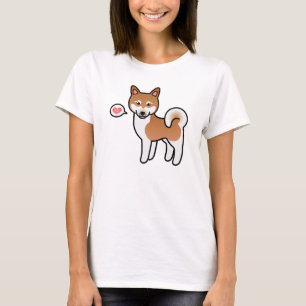 Red And White Alaskan Klee Kai Love Illustration T-Shirt