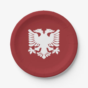 Red and White Albanian Eagle Paper Plate