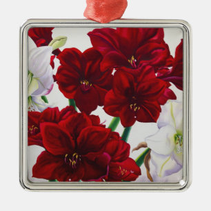 Red and White Amaryllis 2008 Metal Tree Decoration