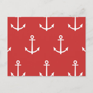 Red and White Anchors Pattern 1 Postcard
