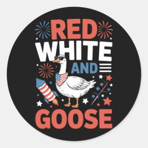 Red And White And Goose Patriotic Bird 4th Of July Classic Round Sticker