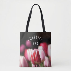 Red and White and Pink Tulips Tote Bag