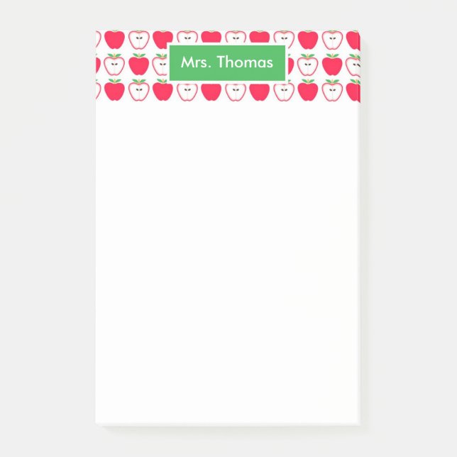 Red and White Apple Personalised Post It Note (Front)