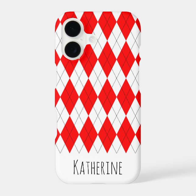 Red and White Argyle Pattern iPhone 7/8 Case (Back)