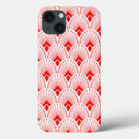 Red and white Art Deco pattern